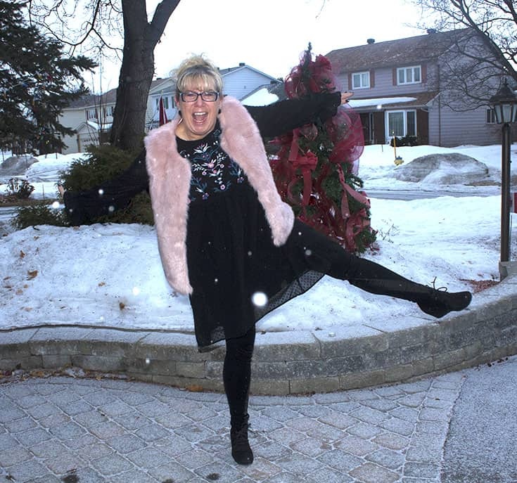 a fun pink fur vest and an embroidered smock dress from Target. and skecher wedges