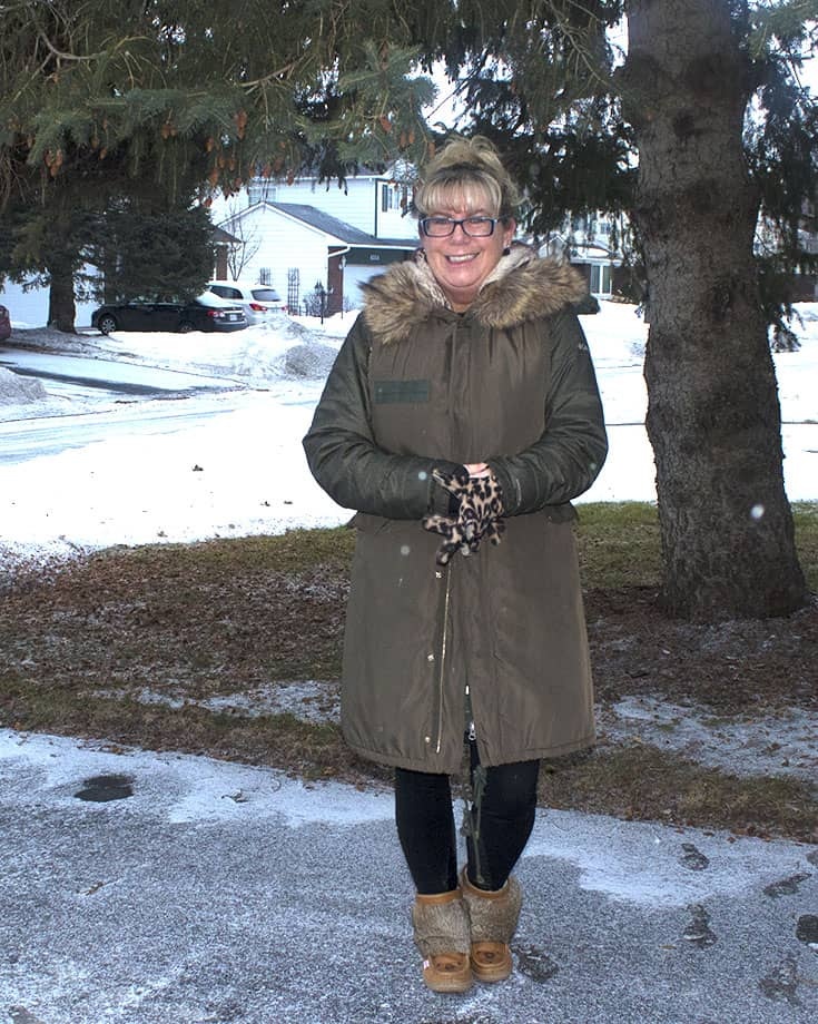 Lizard Thicket Olive vest and a Columbia jacket with leopard gloves